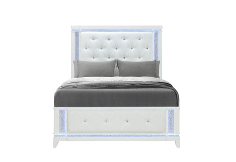 Alina White Full Bed With Led | Global