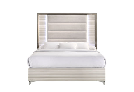 Zambrano White Queen Bed With Led | Global