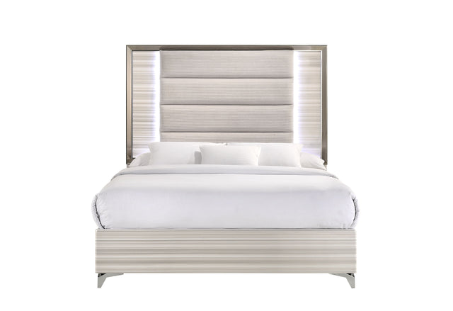 Zambrano White Queen Bed With Led | Global