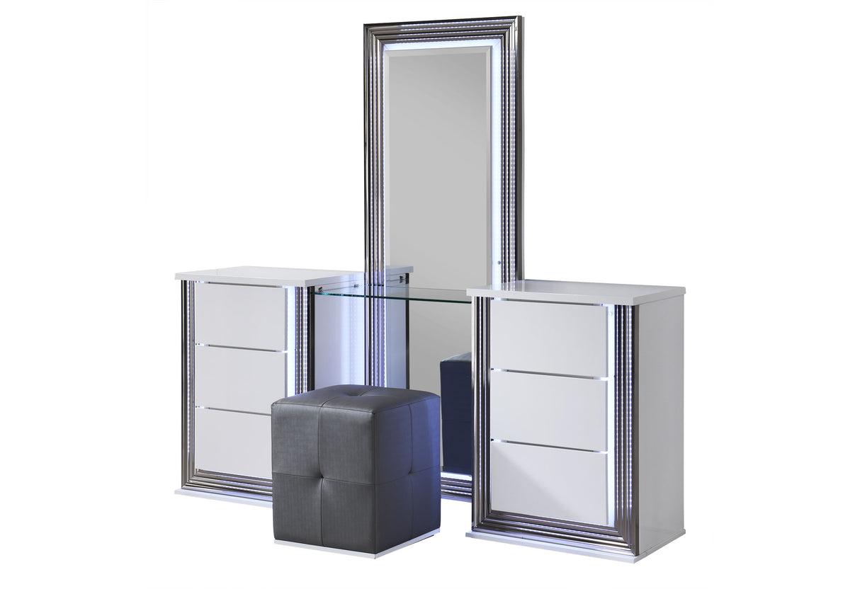 Ylime Smooth White Vanity Set N | Global Furniture USA