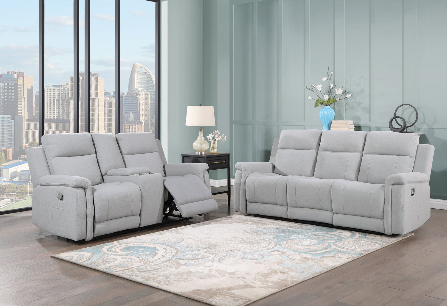 U1797 Grey Console Reclining Loveseat | Global Furniture USA