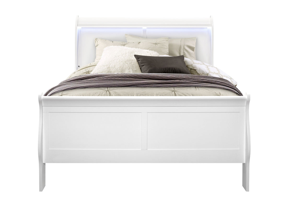Charlie White Full Bed With Led | Global - Home Elegance USA