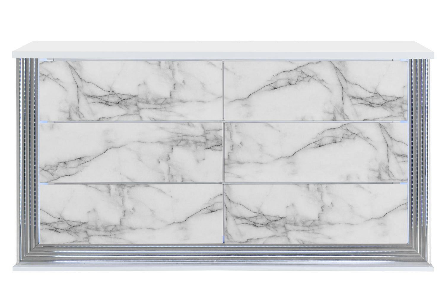Ylime White Marble Dresser With Led