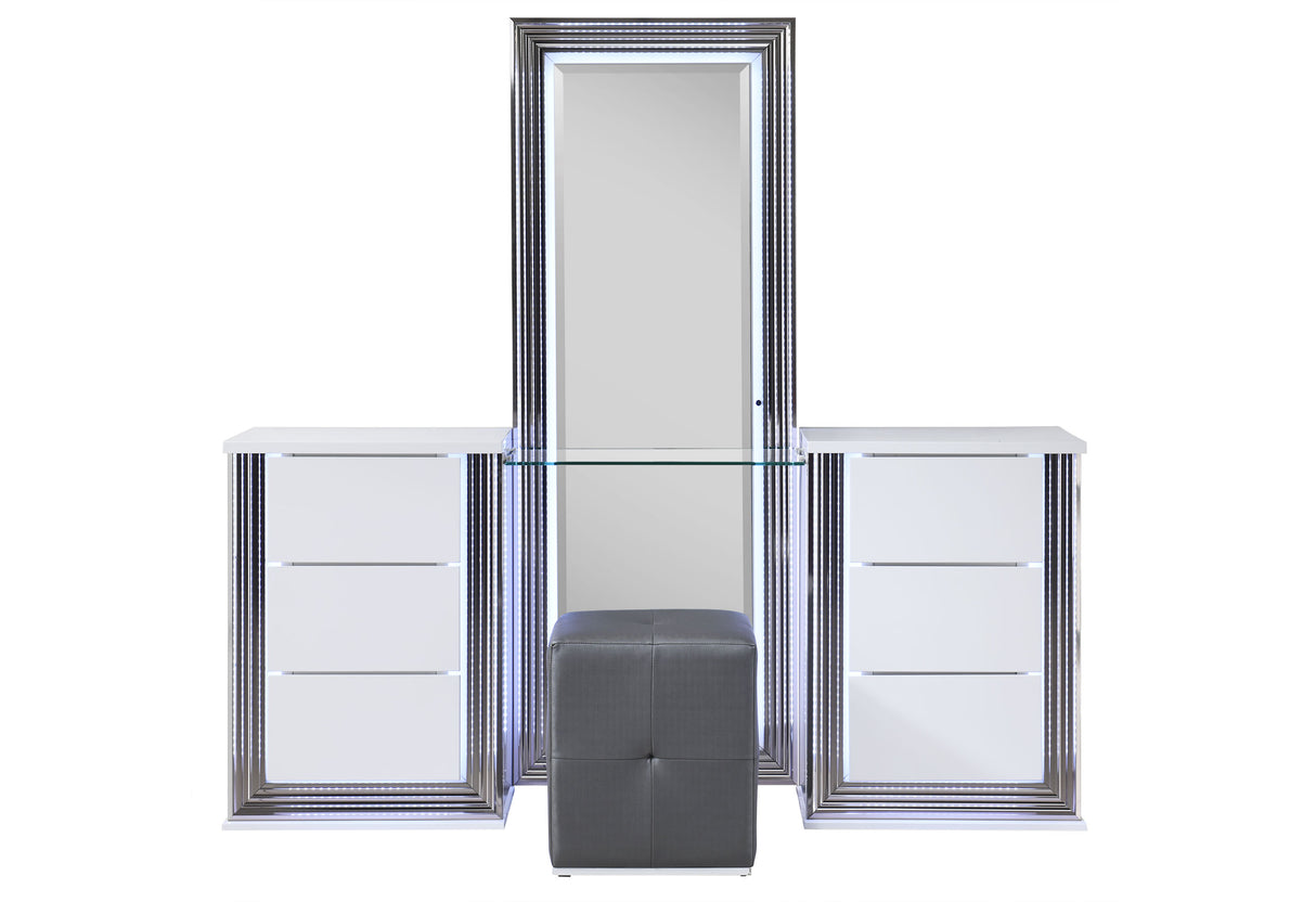 Ylime Smooth White Vanity Set N | Global Furniture USA