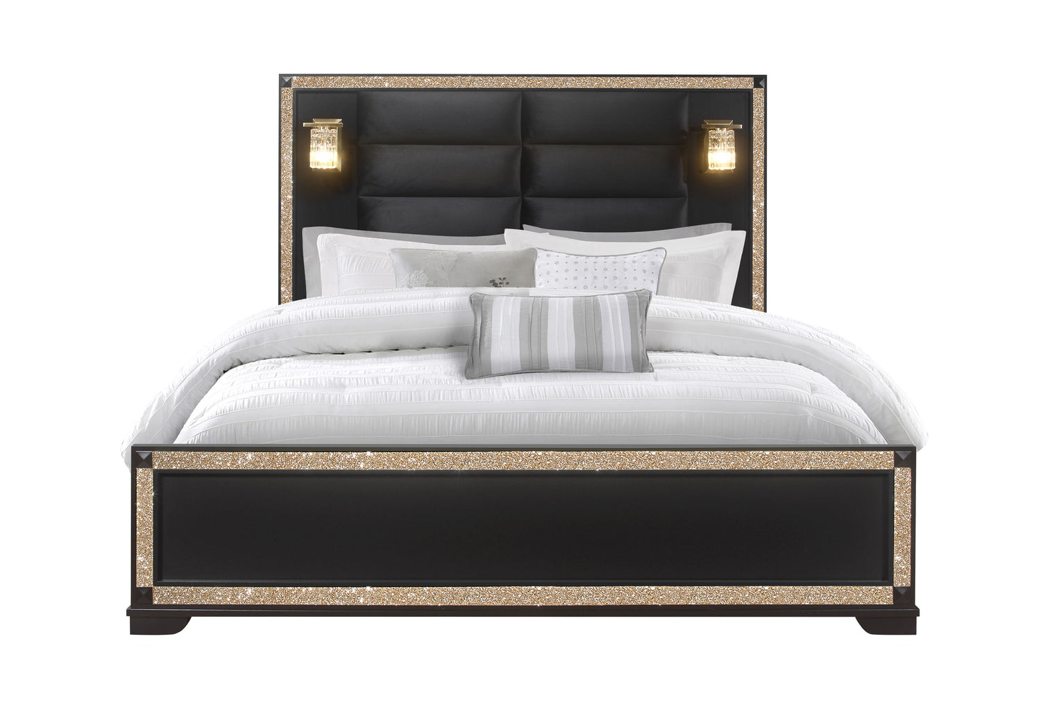 Blake Black King Bed With Lamps | Global - Home Elegance USA