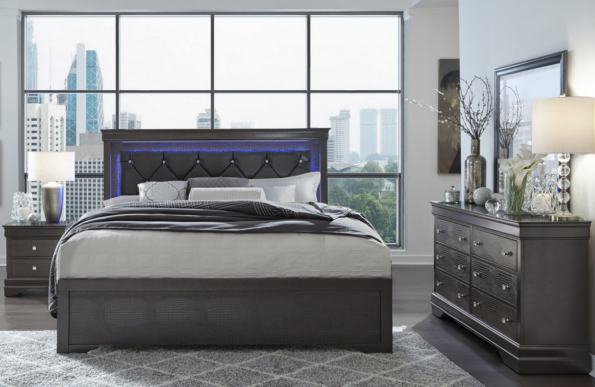 Pompei Metallic Grey Full Bed In A Box | Global - Home Elegance USA