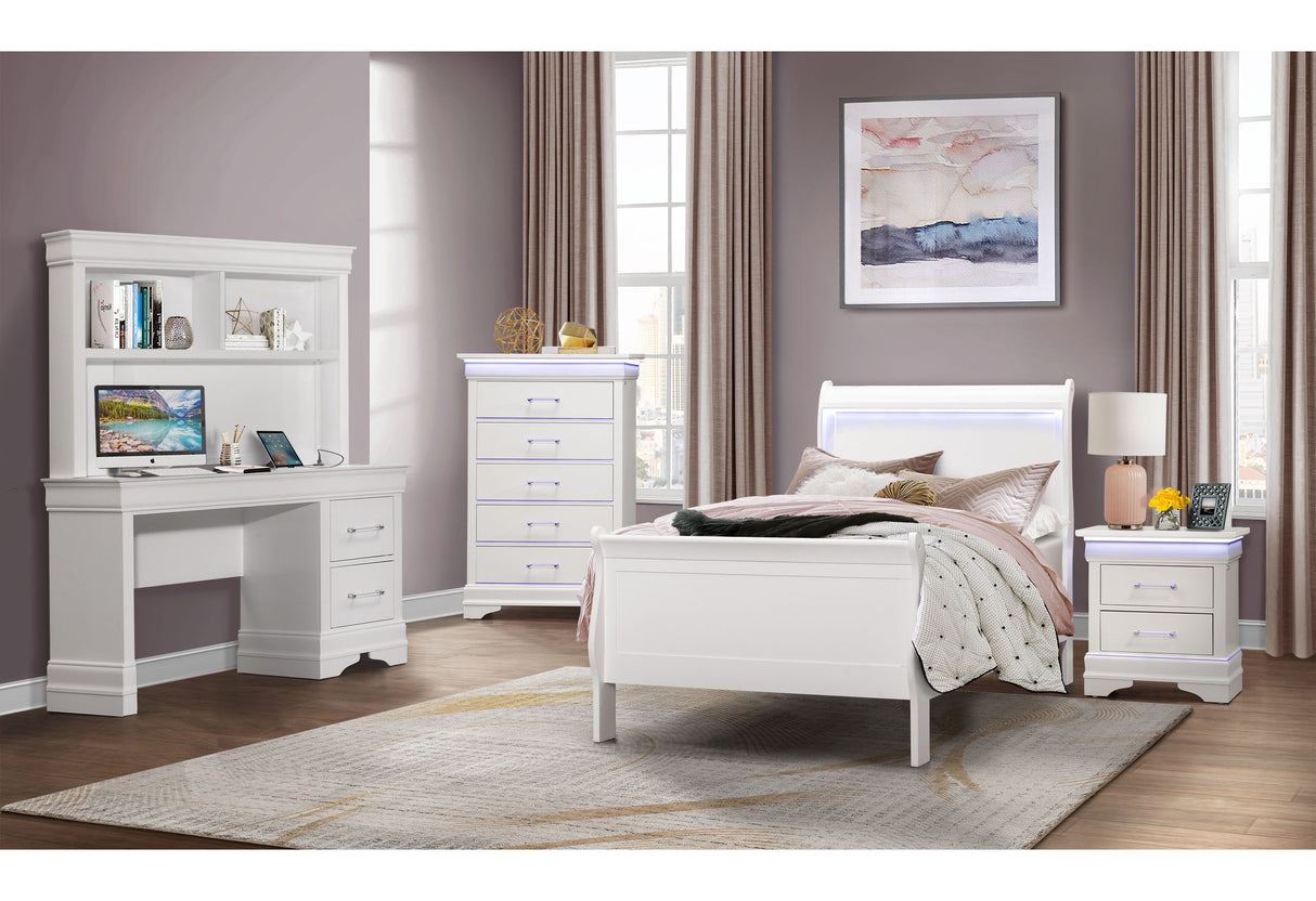 Charlie White Twin Bed | Global - Home Elegance USA