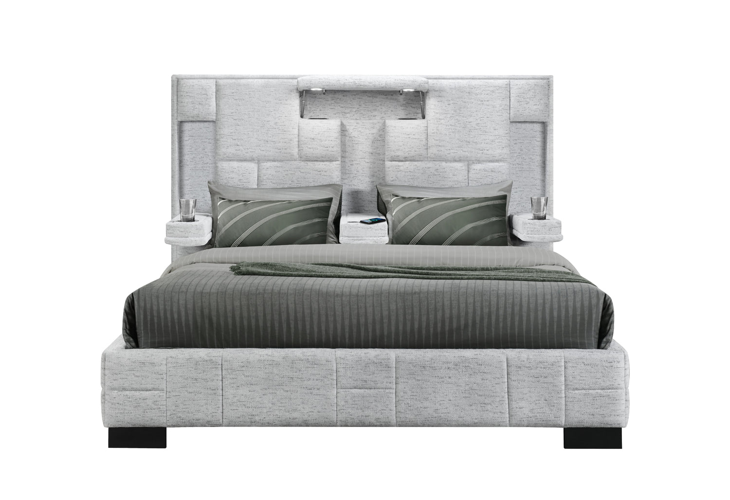Oscar Grey King Bed No Wood Trim | Global - Home Elegance USA