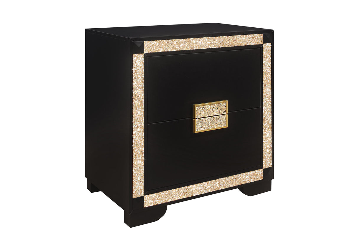 Blake Black/Gold Nightstand | Global Furniture USA - Home Elegance USA