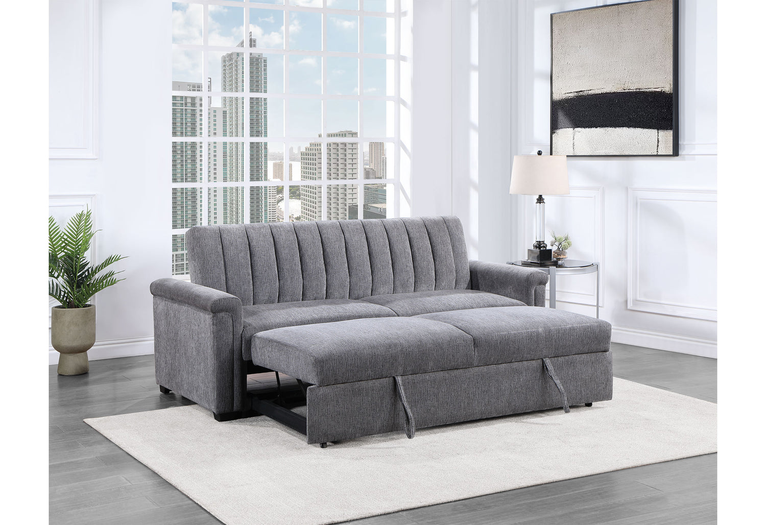 U0201 Dark Grey Pull Out Sofa | Global Furniture USA