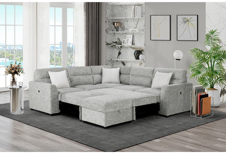 U9401 Nickel Sectional With 3 Pillows And Ottoman | Global Furniture USA