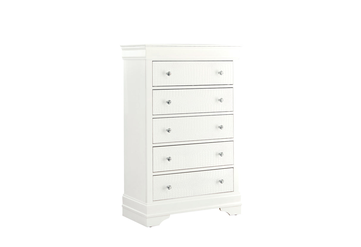 Pompei Metallic White Chest | Global - Home Elegance USA