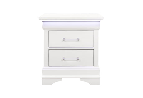 Charlie White Nightstand With Led | Global Furniture USA