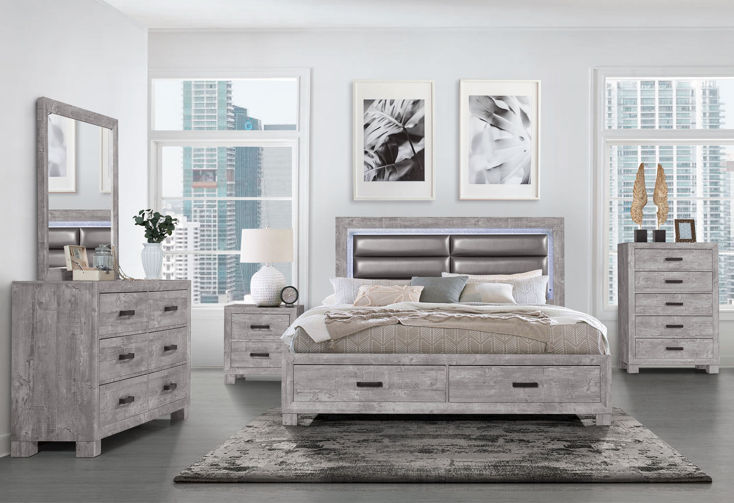Nolan Grey Queen Bed | Global - Home Elegance USA