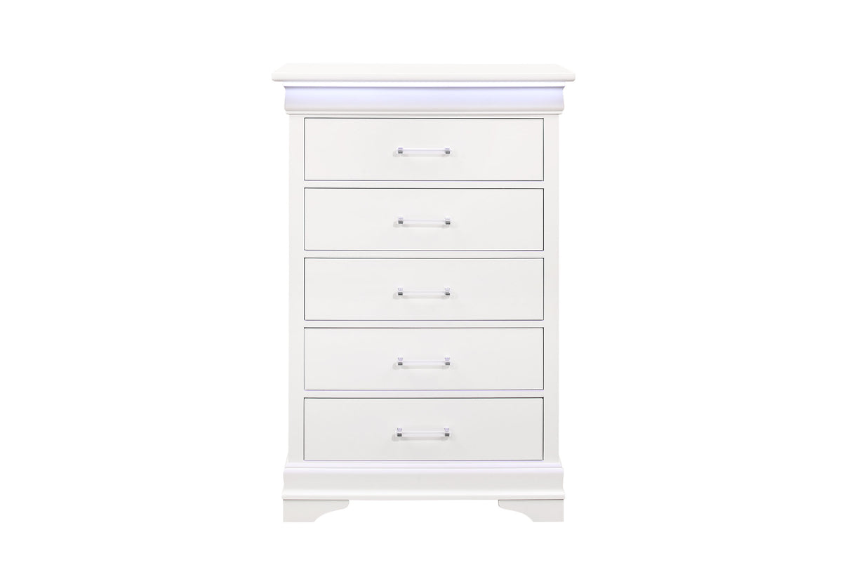 Charlie White Chest With Led | Global - Home Elegance USA