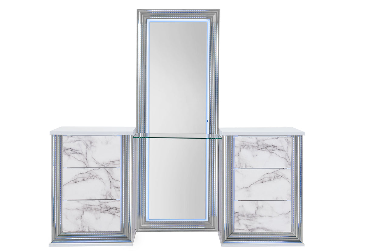 Ylime White Marble Vanity With Led | Global Furniture USA