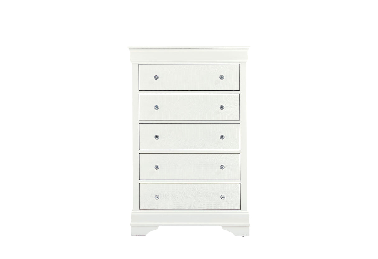 Pompei Metallic White Chest | Global - Home Elegance USA