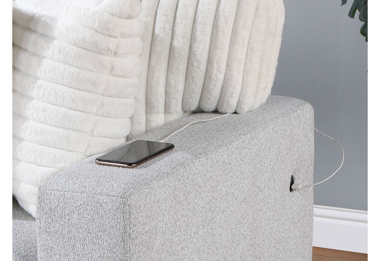 U0204 Light Grey/White Reversible Pull Out Sofa Bed | Global Furniture USA