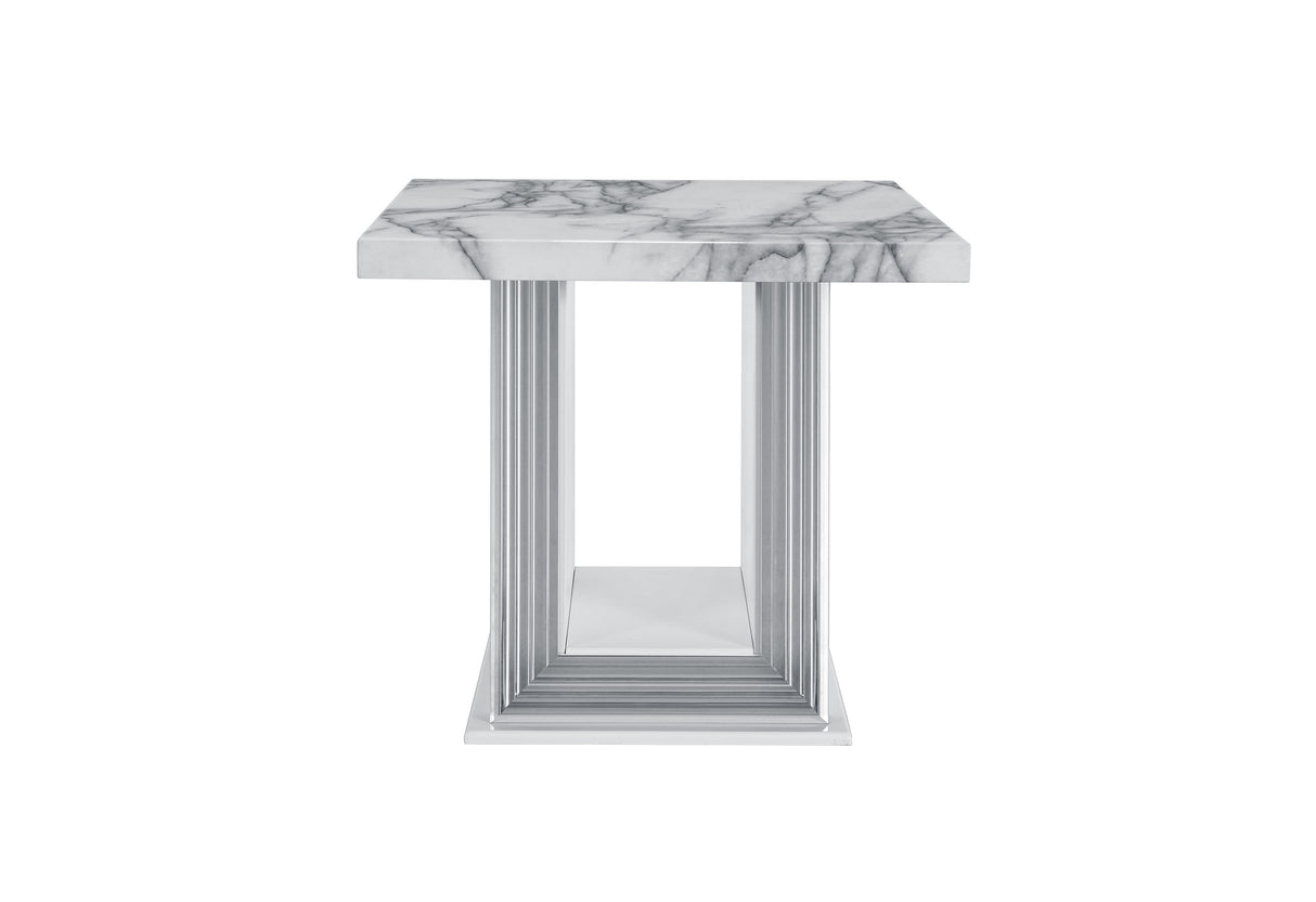 Ylime White Marble End Table | Global Furniture USA