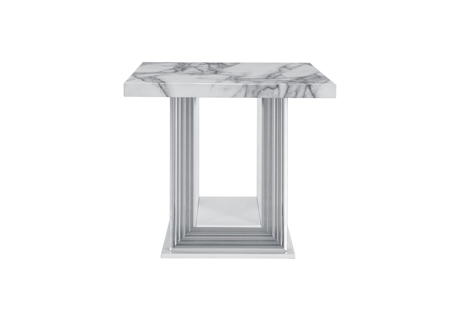 Ylime White Marble End Table | Global Furniture USA
