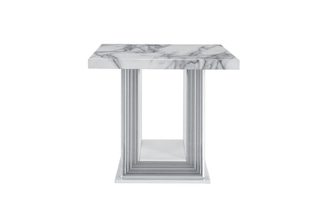 Ylime White Marble End Table | Global Furniture USA