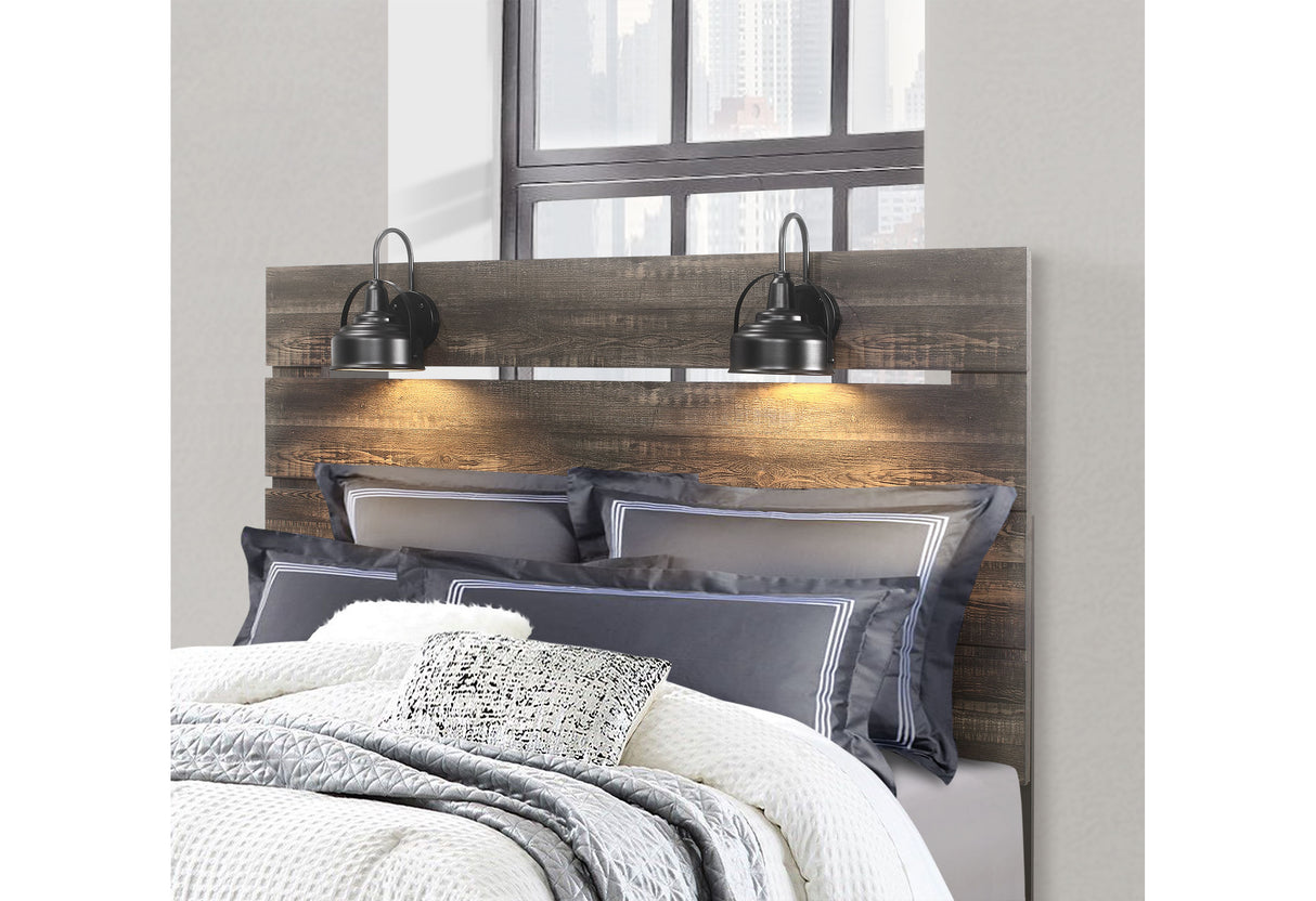 Linwood Dark Oak Queen Bed With Lamps | Global - Home Elegance USA