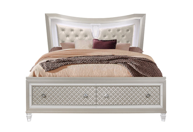 Paris Champagne Queen Bed With Led | Global - Home Elegance USA