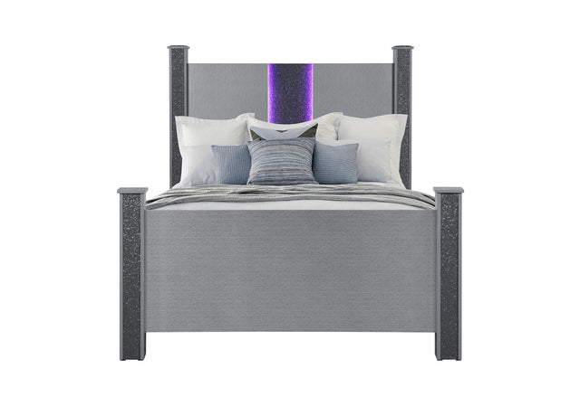 Logan Silver Queen Bed With Led And Speakers | Global - Home Elegance USA