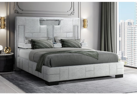 Oscar Queen Bed Grey with Wireless Charging – Global Furniture USA