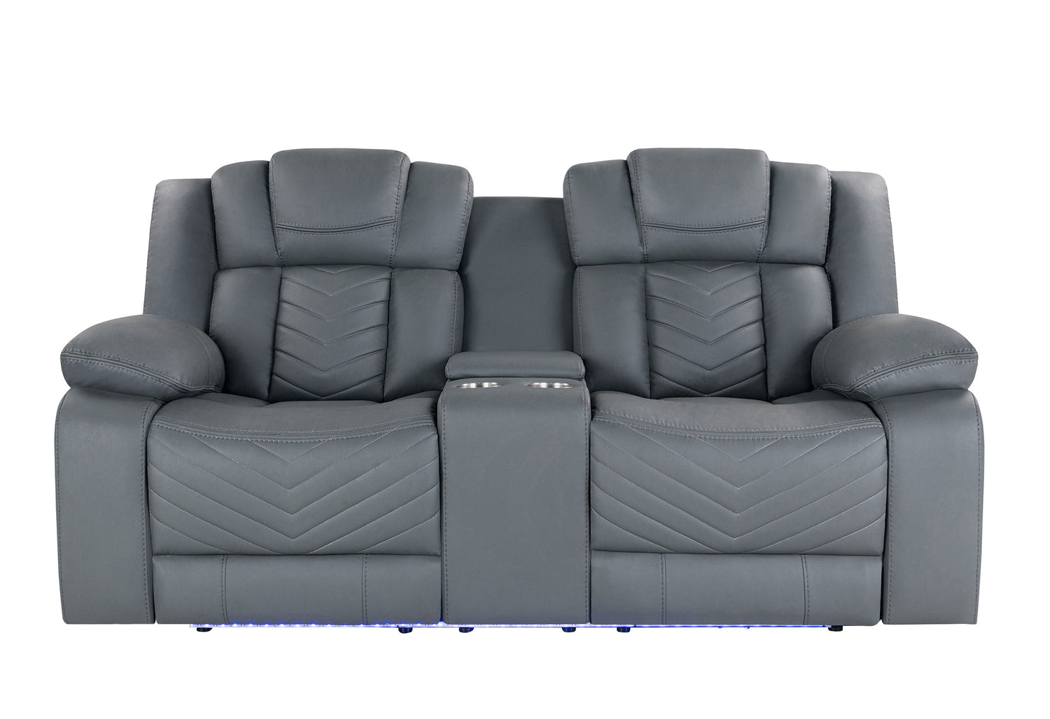 U7068 Grey 10 Power Console Reclining Loveseat With Led | Global Furniture USA