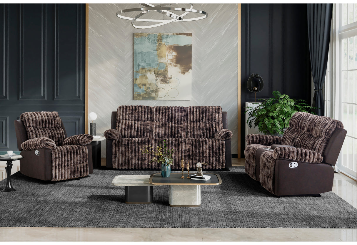 Sofá reclinable U6028 marrón, loveseat reclinable con consola y sillón reclinable deslizante | Global Furniture