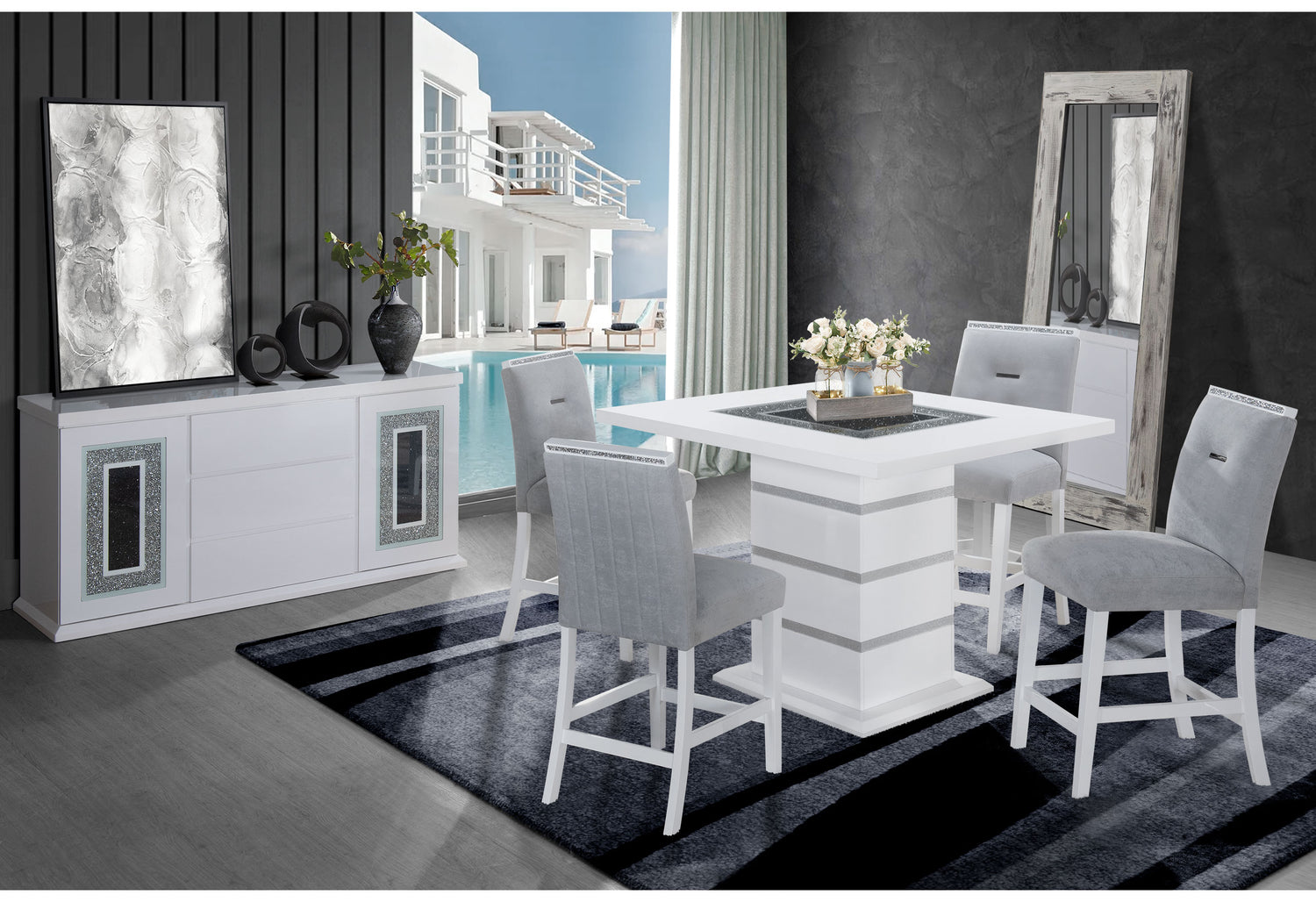 Monaco White Bar Table - Home Elegance USA