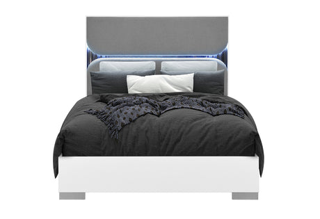 Talia White King Bed With Led | Global