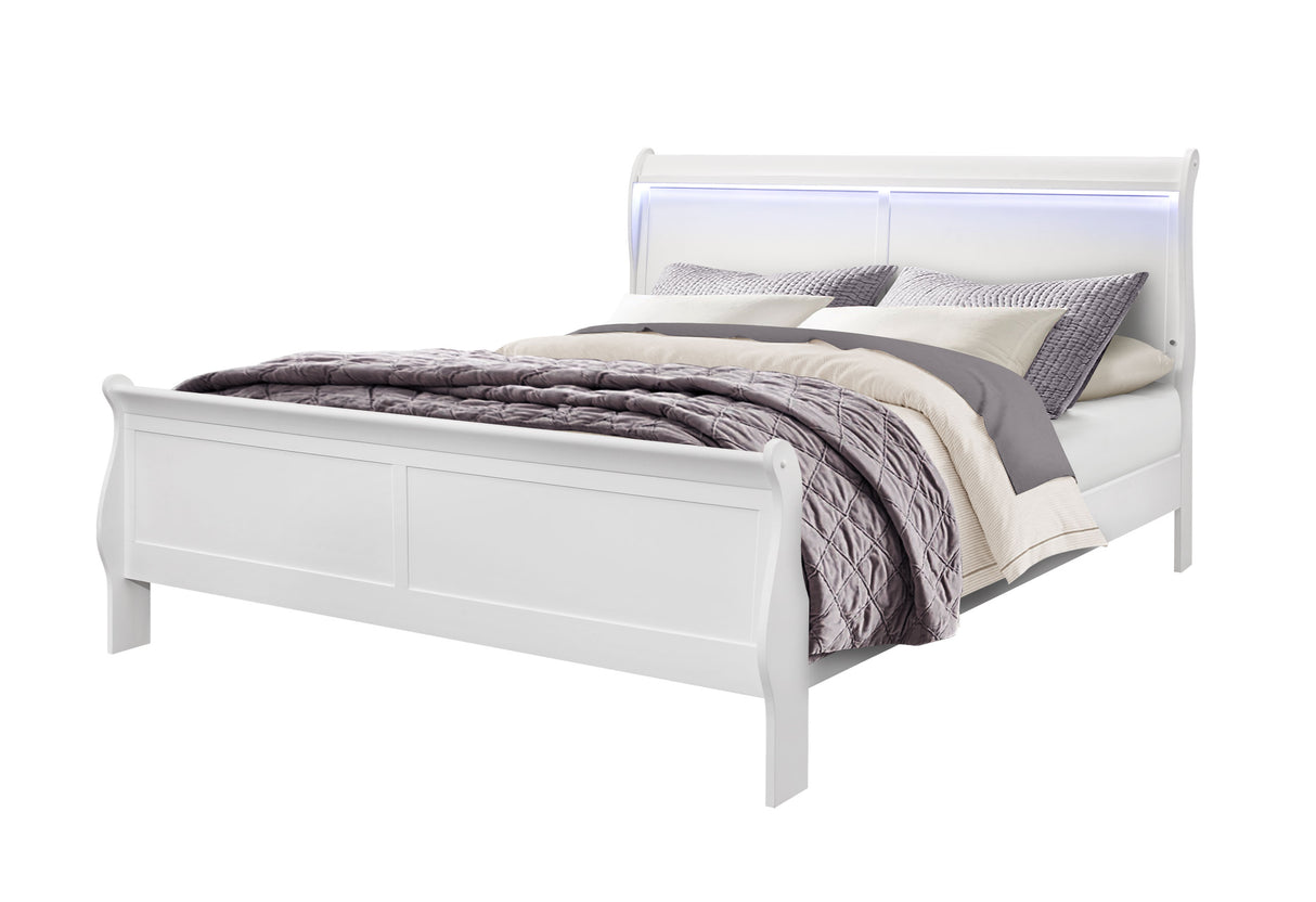 Charlie White King Bed With Led | Global - Home Elegance USA