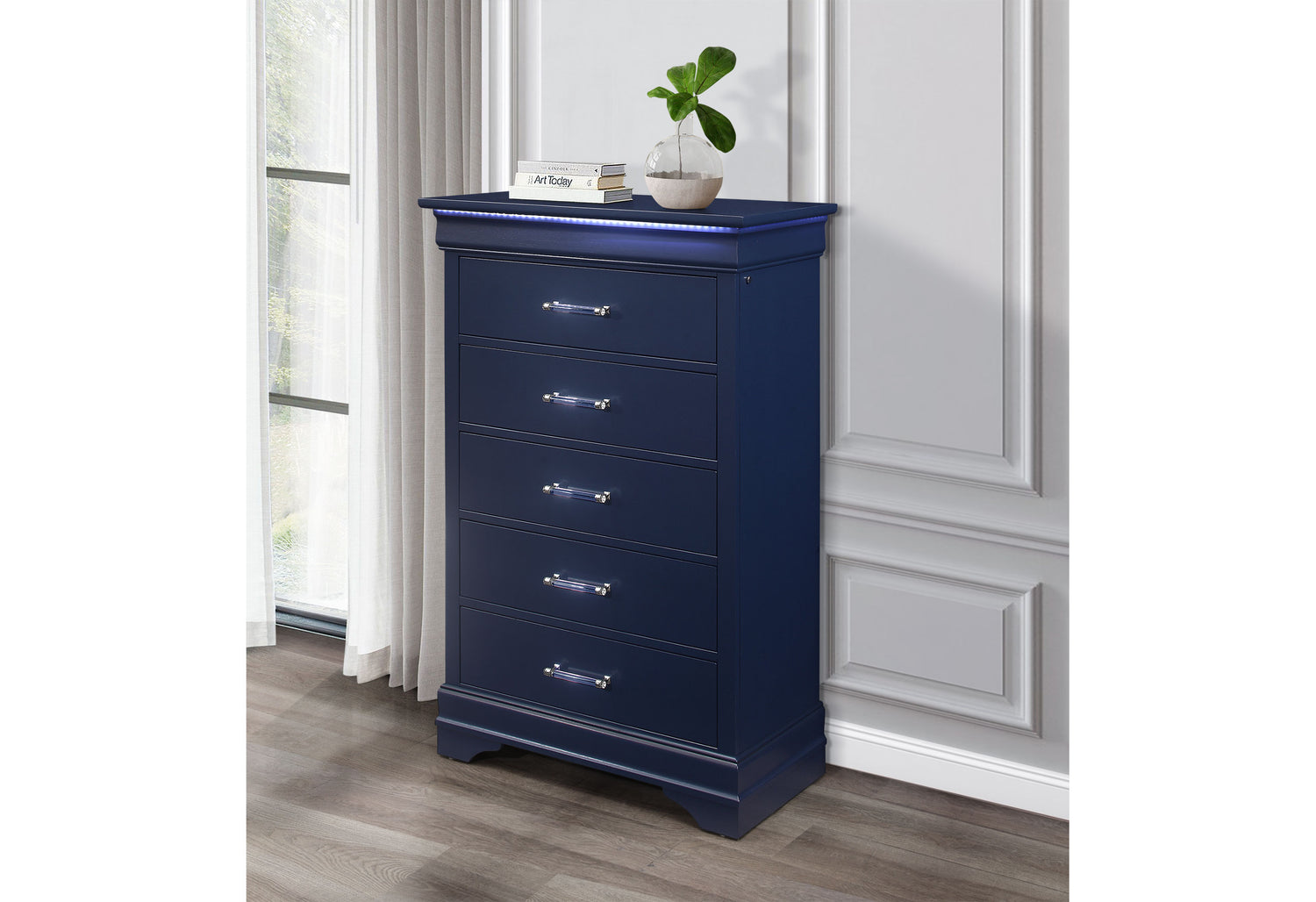 Charlie Blue Chest With Led | Global - Home Elegance USA