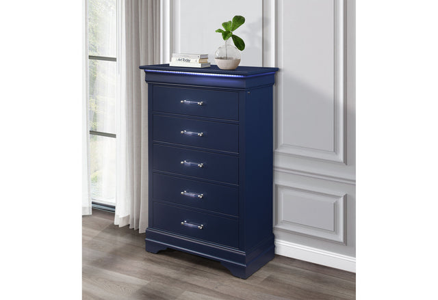 Charlie Blue Chest With Led | Global - Home Elegance USA