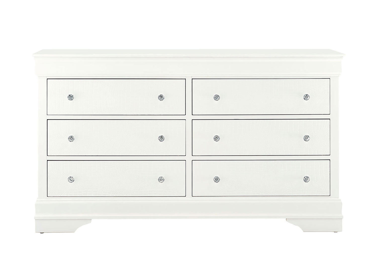 Pompei Metallic White Dresser front | Global Furniture USA