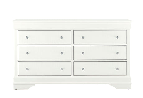 Pompei Metallic White Dresser front | Global Furniture USA