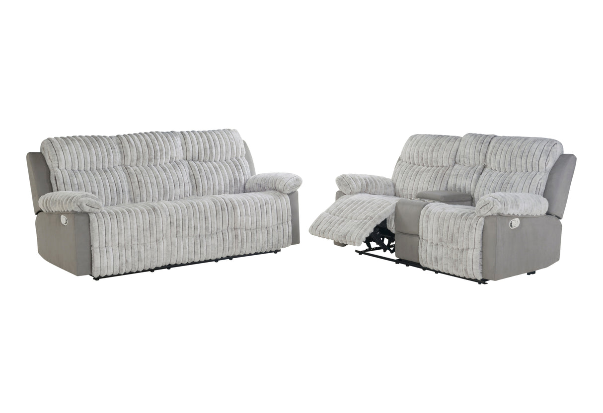 Sofá reclinable gris U6028 y loveseat reclinable con consola | Global Furniture