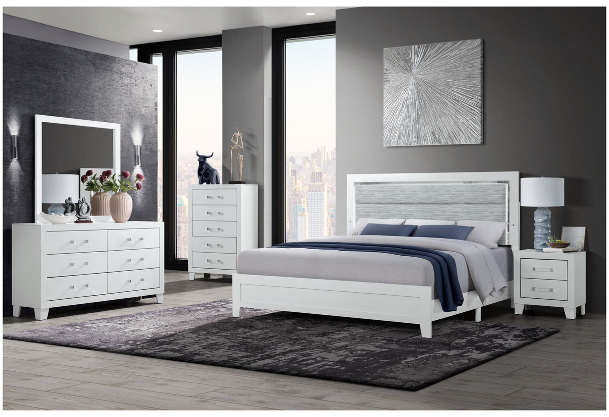 Luccia White Full Bed With Led | Global - Home Elegance USA