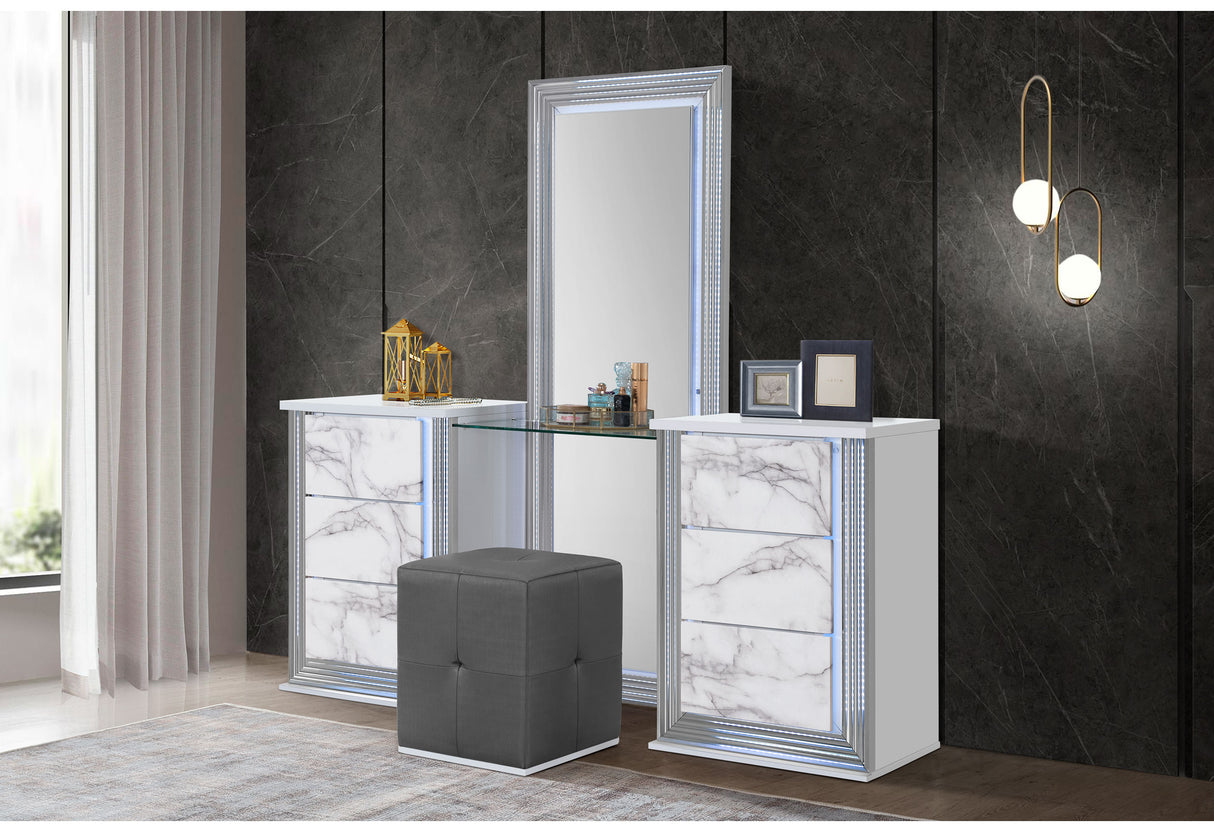 Ylime White Marble Vanity With Led | Global Furniture USA