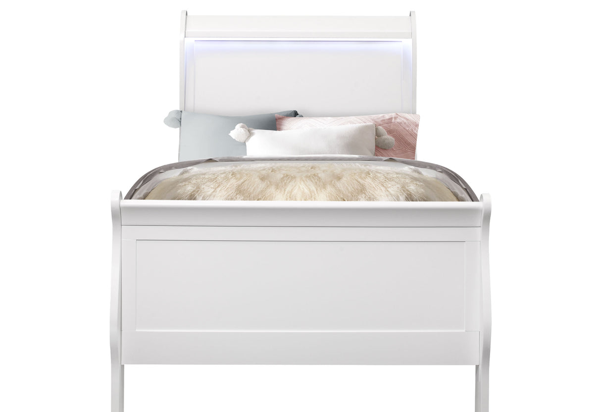 Charlie White Twin Bed | Global - Home Elegance USA