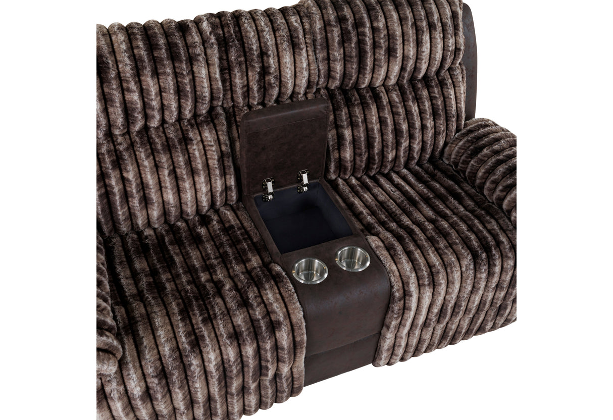 U6028 Brown Console Reclining Loveseat | Global Furniture USA