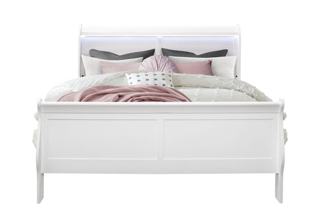 Charlie White Queen Bed With Led | Global