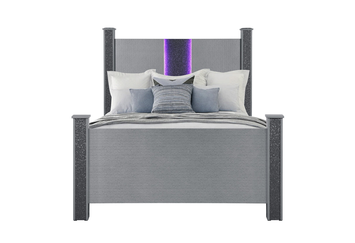Logan Silver Full Bed With Led And Speakers | Global - Home Elegance USA