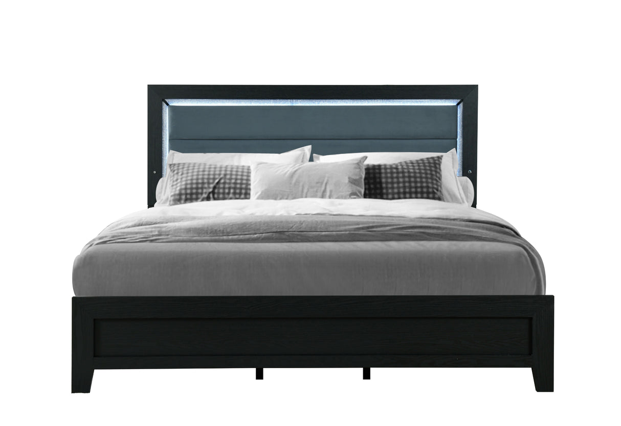 Reid Black Full Bed With Led | Global