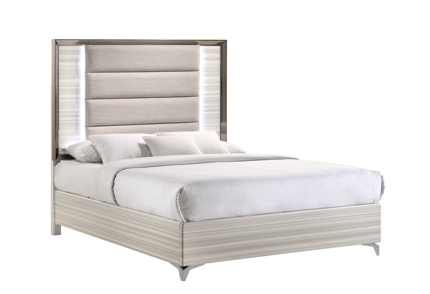 Zambrano Queen Bedroom Set White Lacquer with LED - Global Furniture USA - Home Elegance USA