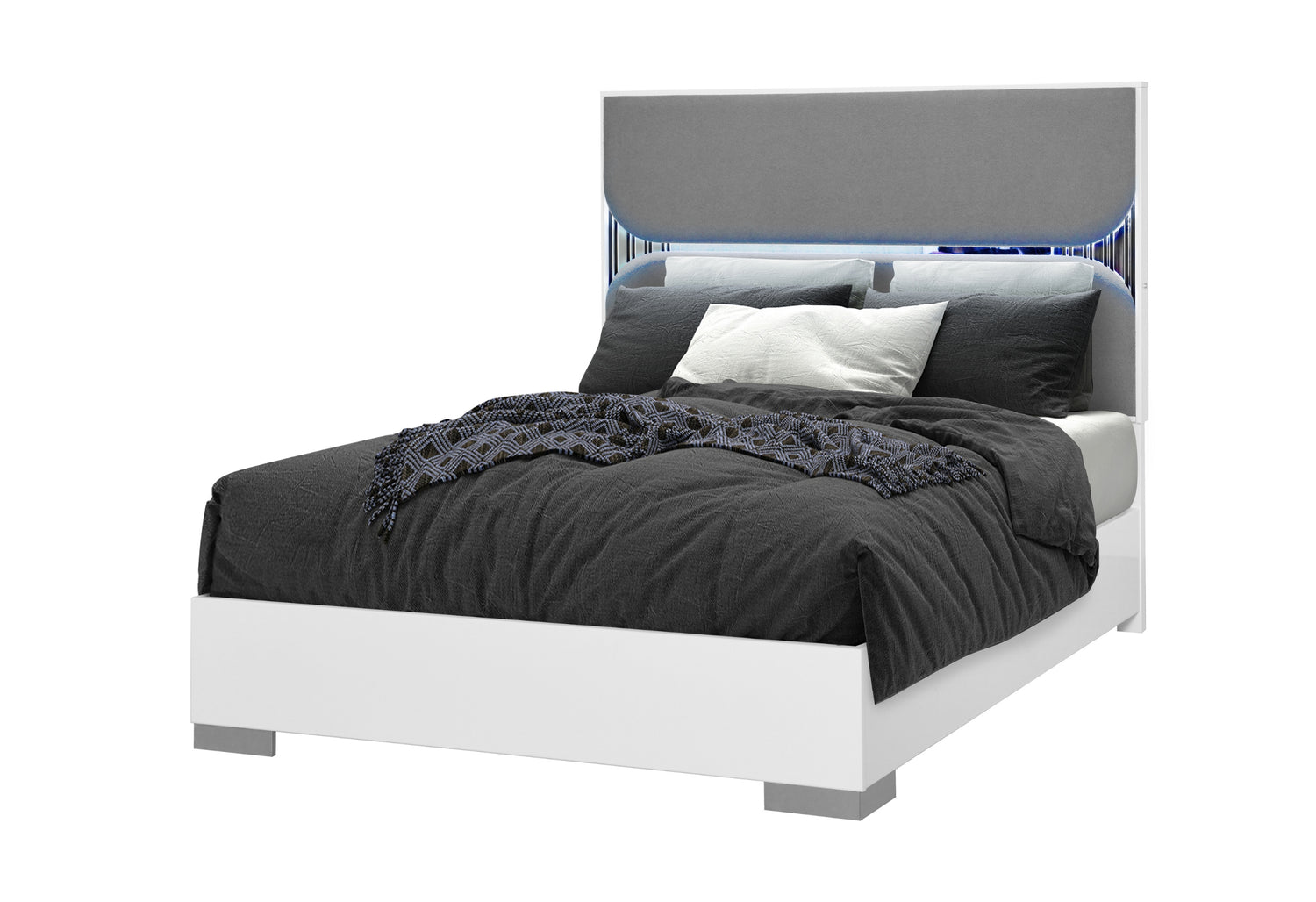 Talia White Queen Bed With Led | Global