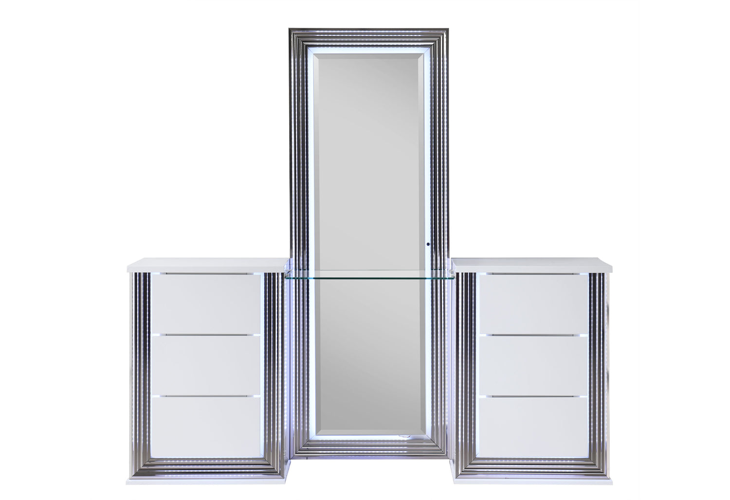 Ylime Smooth White Vanity With Led | Global Furniture USA