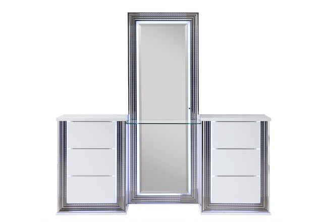 Ylime Smooth White Vanity With Led | Global Furniture USA